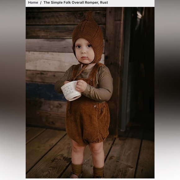 The Simple Folk Other - The Simple Folk Overall Romper, Rust